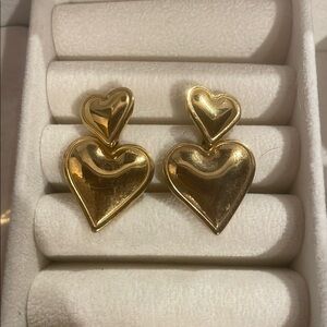 Gold Heart Drop Earrings